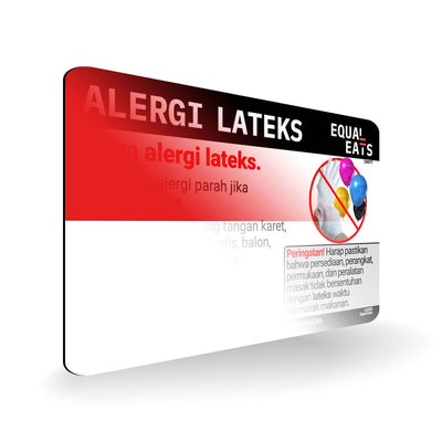 Latex Allergy in Indonesian. Latex Allergy Travel Card for Indonesia