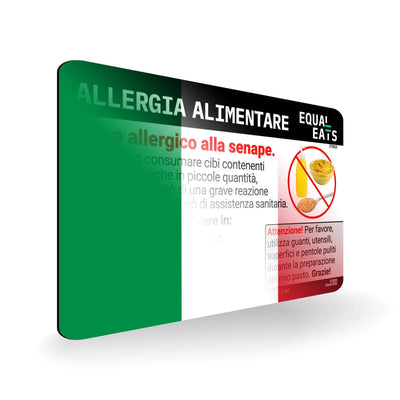 Mustard Allergy in Italian. Mustard Allergy Card for Italy