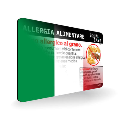 Wheat Allergy in Italian. Wheat Allergy Card for Italy