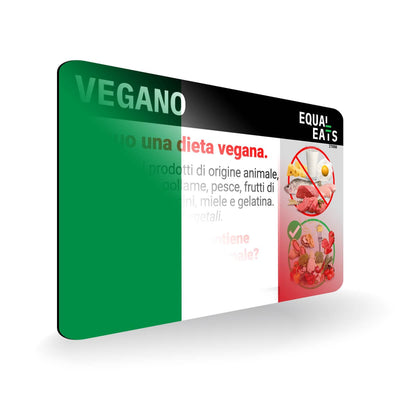 Vegan Diet in Italian. Vegan Card for Italy