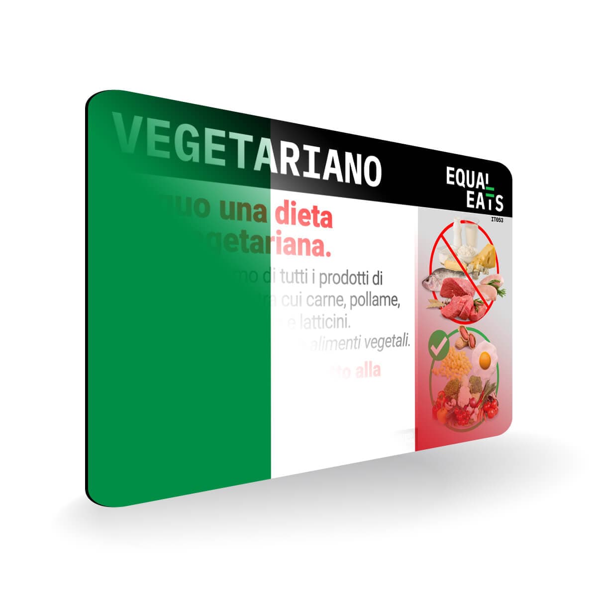 Ovo Vegetarian in Italian. Card for Vegetarian in Italy