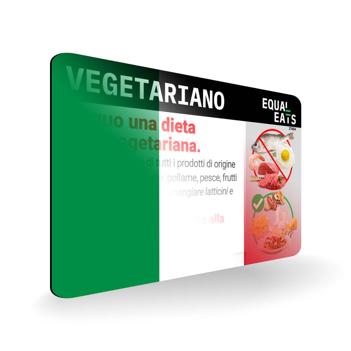 Lacto Vegetarian Card in Italian. Vegetarian Travel for Italy