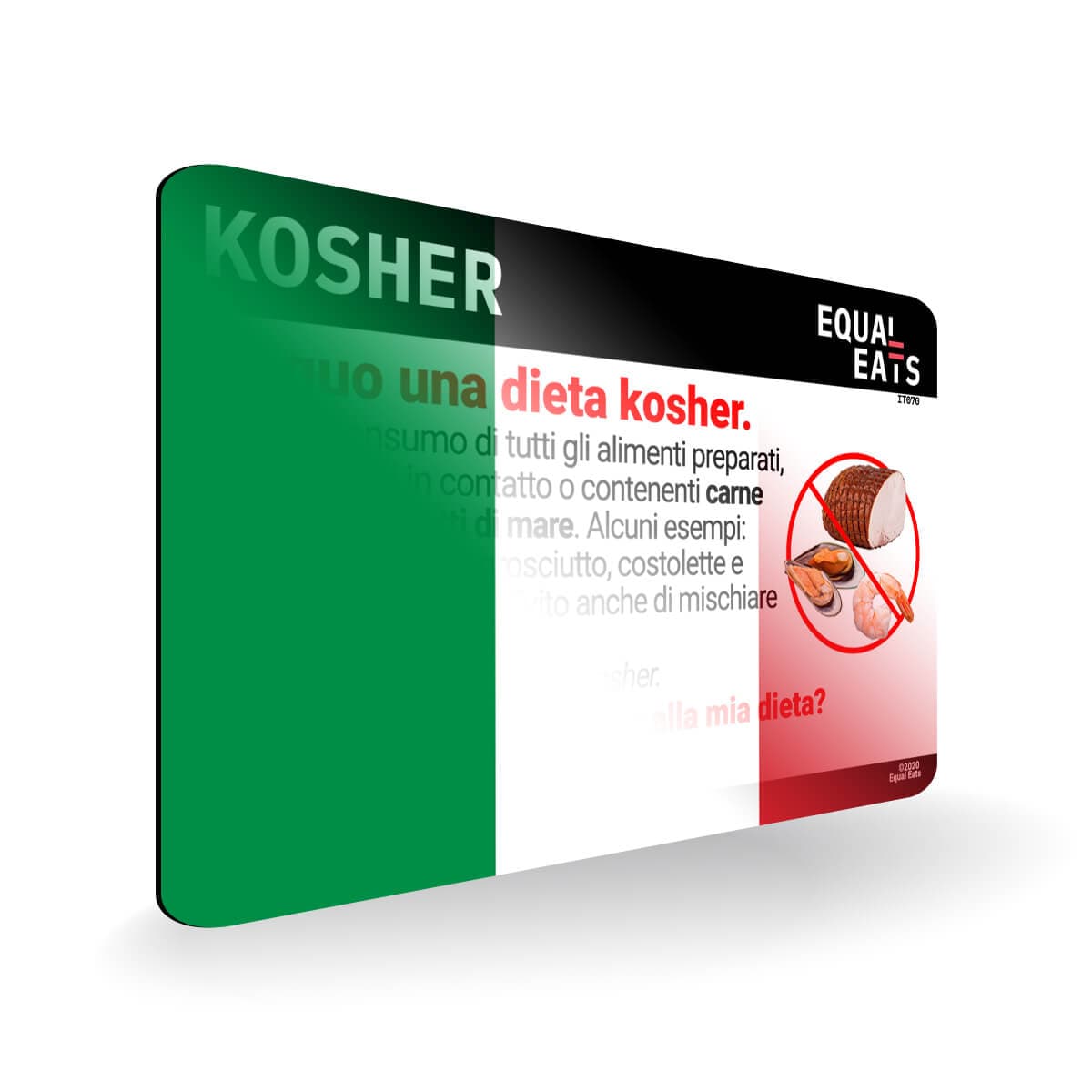 Kosher Diet in Italian. Kosher Card for Italy