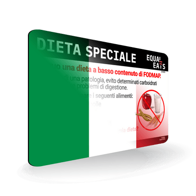 Low FODMAP Diet in Italian. Low FODMAP Diet Card for Italy