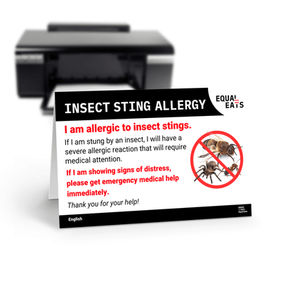 Insect Sting Allergy Card by Equal Eats