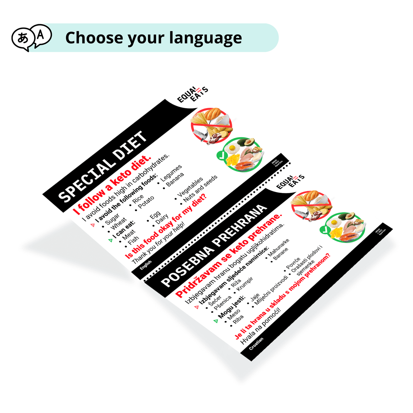 Keto Diet List Translation Cards