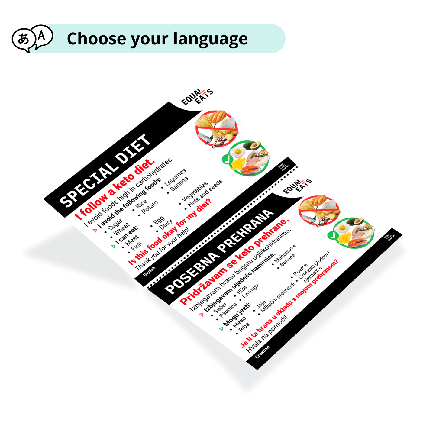 Sample Diet Card Example Keto Diet Card | Download a Translation Card | Equal Eats