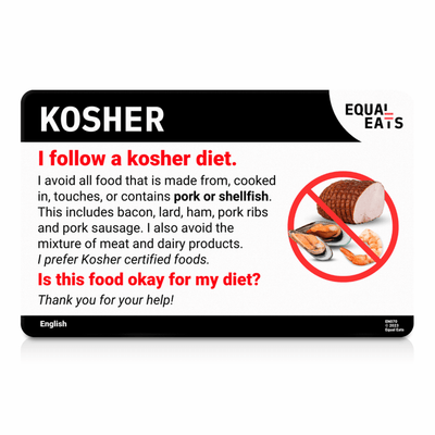 Kosher Diet Card in English (Printable)
