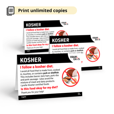 Kosher Diet Dining Cards