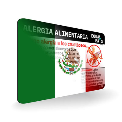 Crustacean Allergy in Spanish. Crustacean Allergy Card for Latin America