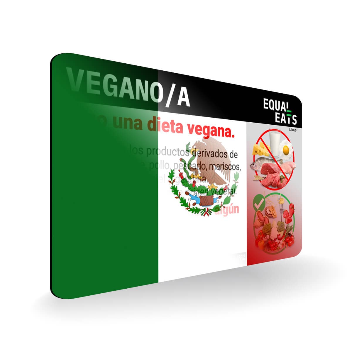 Vegan Diet in Spanish. Vegan Card for Latin America