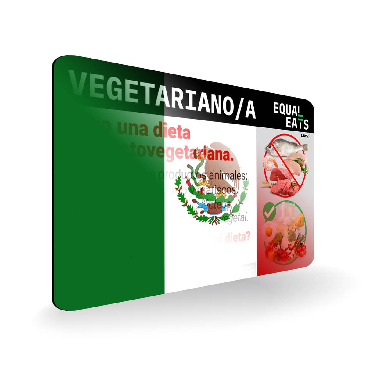 Lacto Ovo Vegetarian Diet in Spanish. Vegetarian Card for Latin America