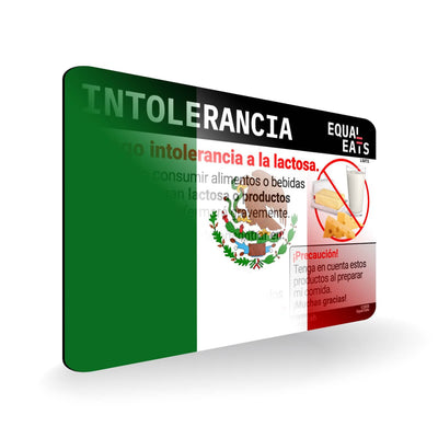 Lactose Intolerance in Spanish. Lactose Intolerant Card for Latin America