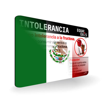 Fructose Intolerance in Spanish. Fructose Intolerant Card for Latin America