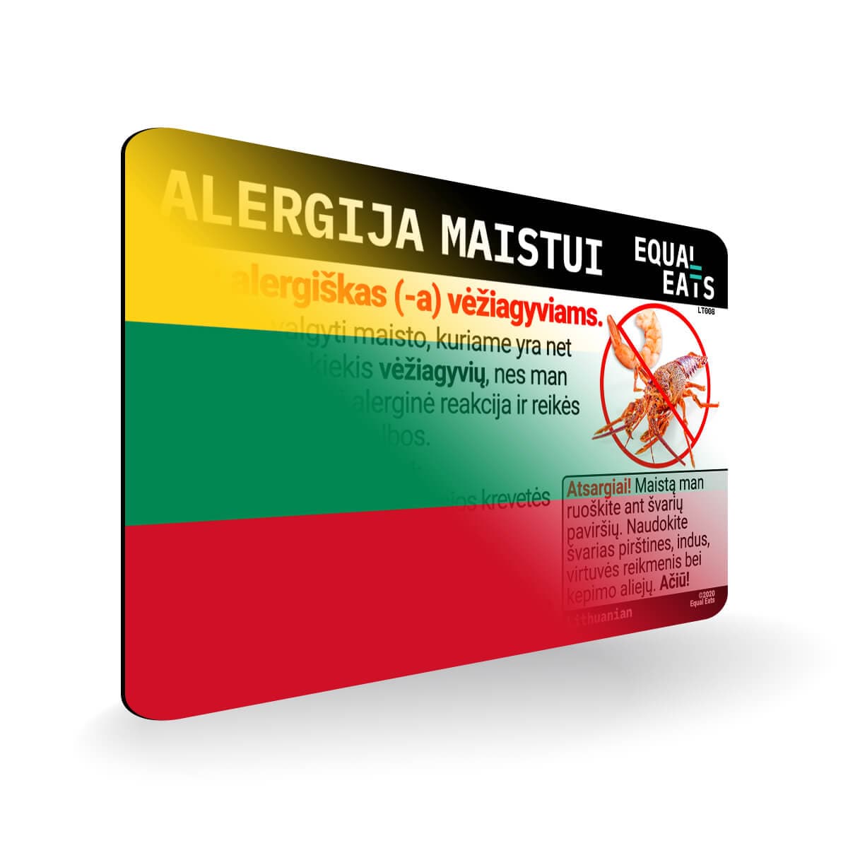 Crustacean Allergy in Lithuanian. Crustacean Allergy Card for Lithuania