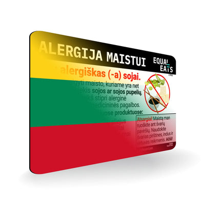 Soy Allergy in Lithuanian. Soy Allergy Card for Lithuania
