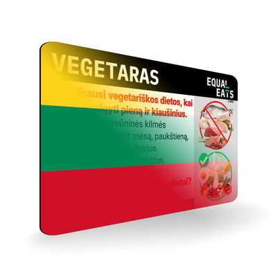 Lacto Ovo Vegetarian Diet in Lithuanian. Vegetarian Card for Lithuania