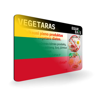 Lacto Vegetarian Card in Lithuanian. Vegetarian Travel for Lithuania