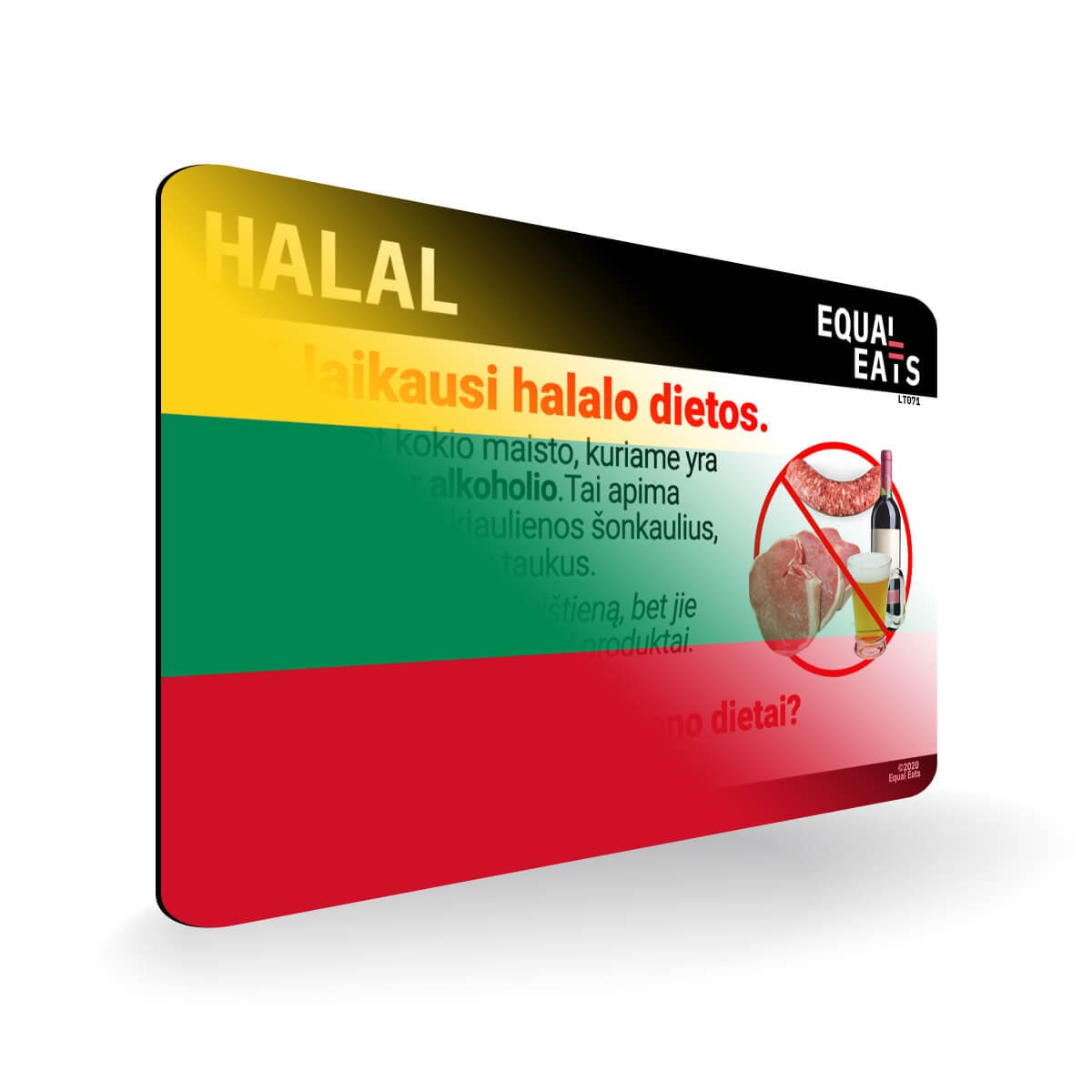 Halal Diet in Lithuanian. Halal Food Card for Lithuania
