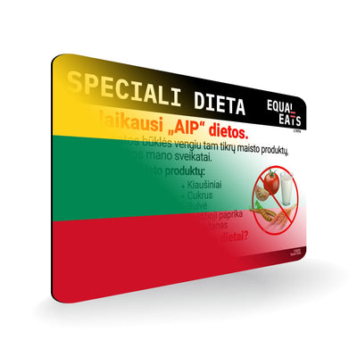 AIP Diet in Lithuanian. AIP Diet Card for Lithuania