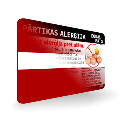 Egg Allergy in Latvian. Egg Allergy Card for Latvia