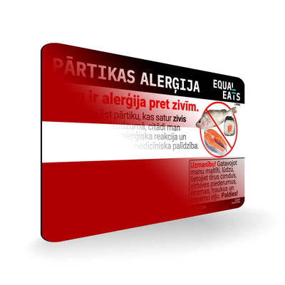 Fish Allergy in Latvian. Fish Allergy Card for Latvia