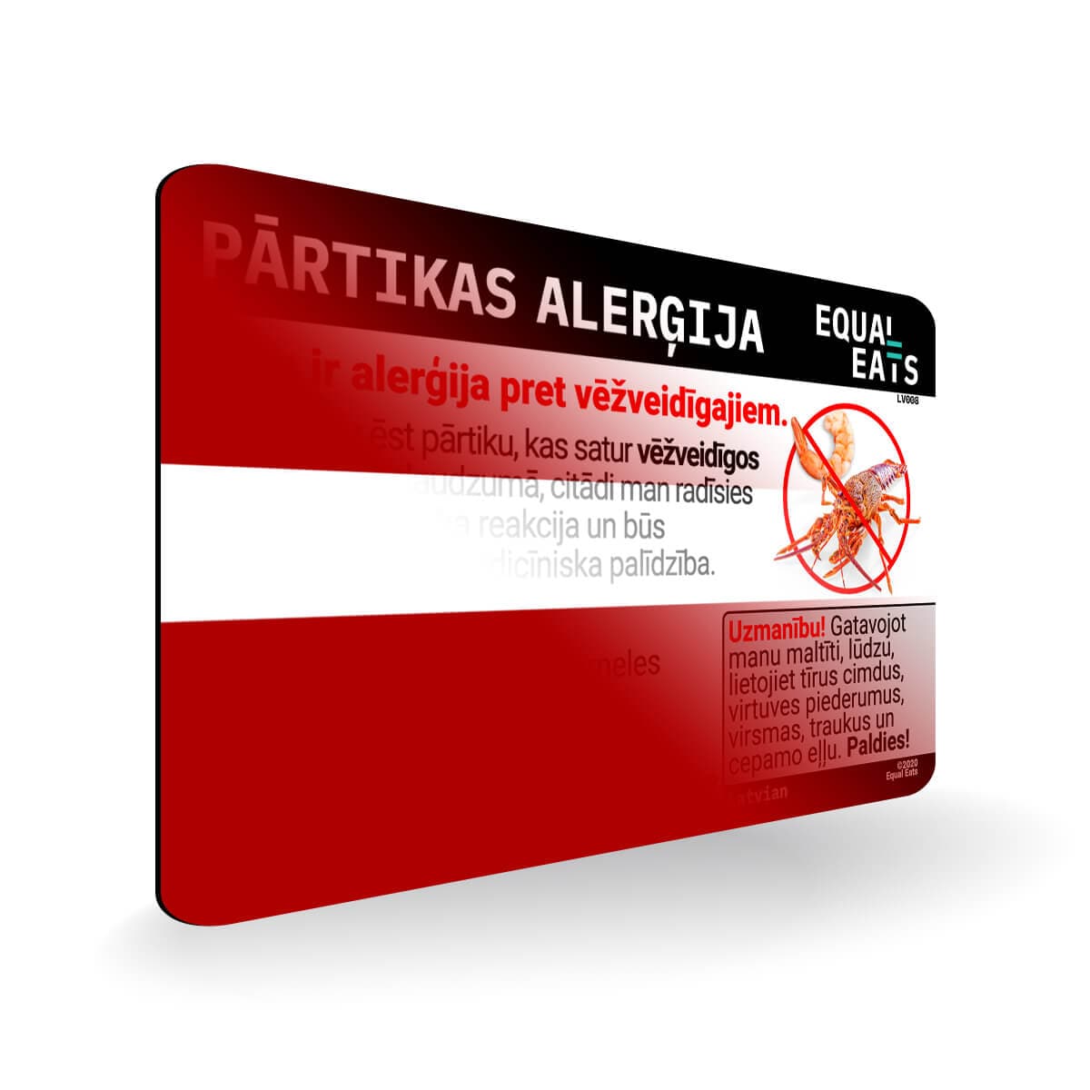Crustacean Allergy in Latvian. Crustacean Allergy Card for Latvia