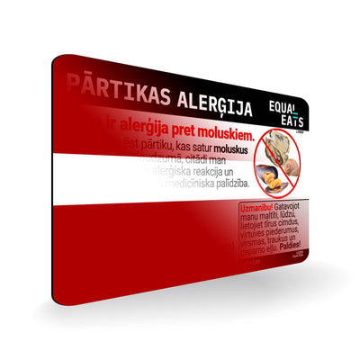 Mollusk Allergy in Latvian. Mollusk Allergy Card for Latvia