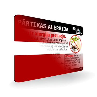 Soy Allergy in Latvian. Soy Allergy Card for Latvia