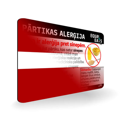 Mustard Allergy in Latvian. Mustard Allergy Card for Latvia