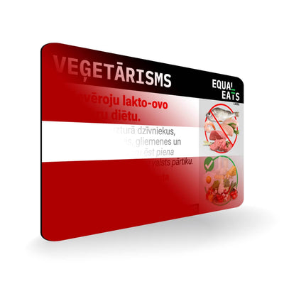 Lacto Ovo Vegetarian Diet in Latvian. Vegetarian Card for Latvia