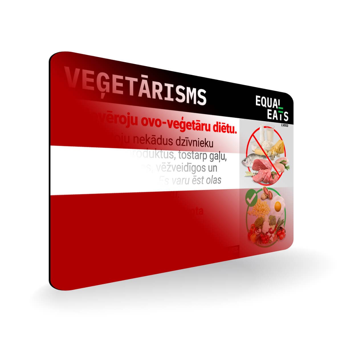 Ovo Vegetarian in Latvian. Card for Vegetarian in Latvia