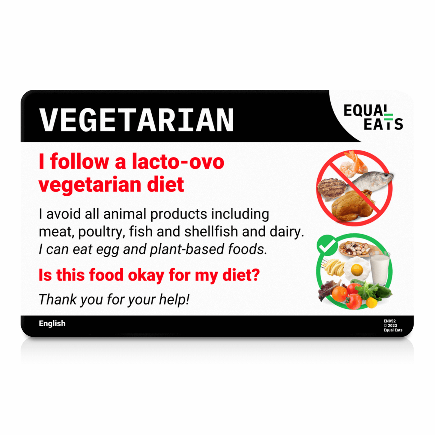 Lao Lacto Ovo Vegetarian Card
