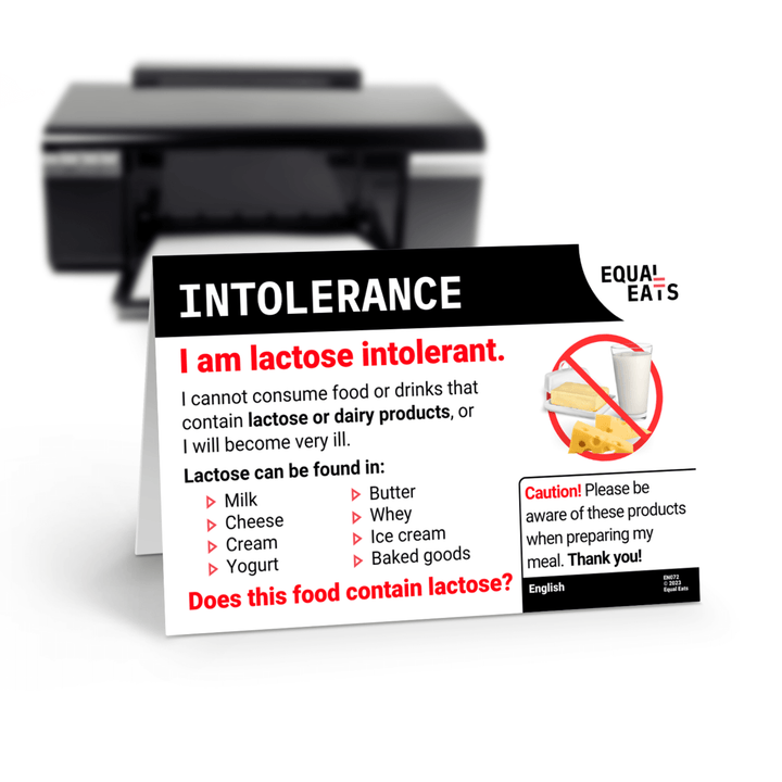 Free Lactose Intolerance Card (Printable)