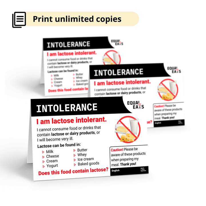Free Lactose Intolerance Card (Printable)