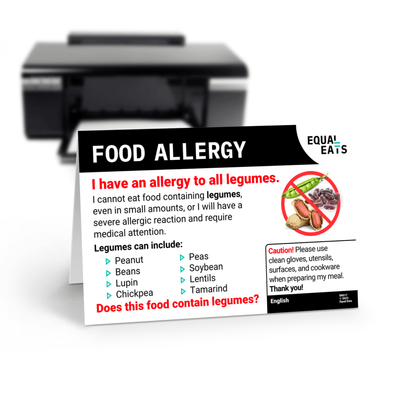 Legume Allergy Card by Equal Eats