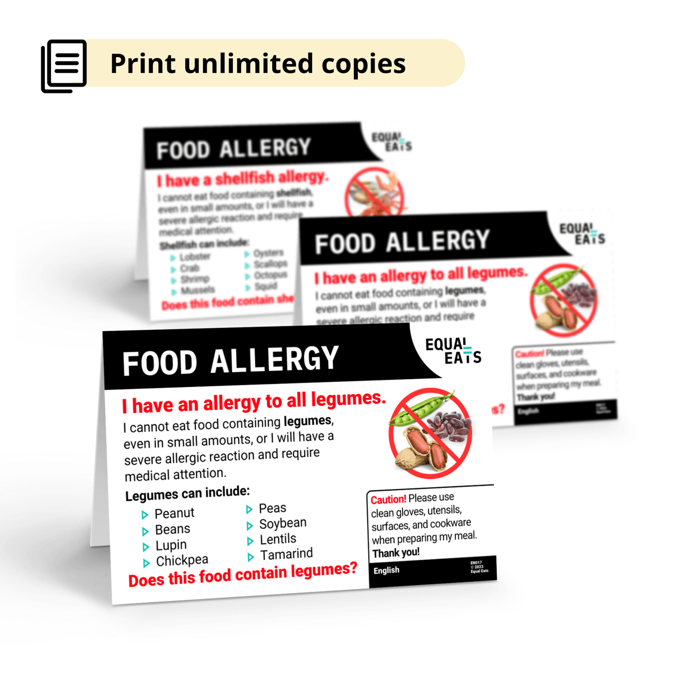 Legume Allergy Cards