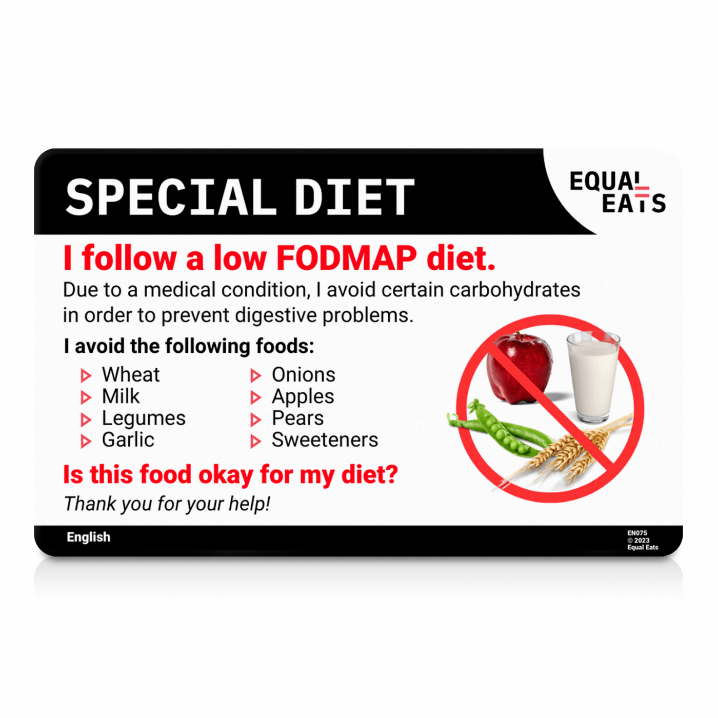 Simplified Chinese Low FODMAP Card