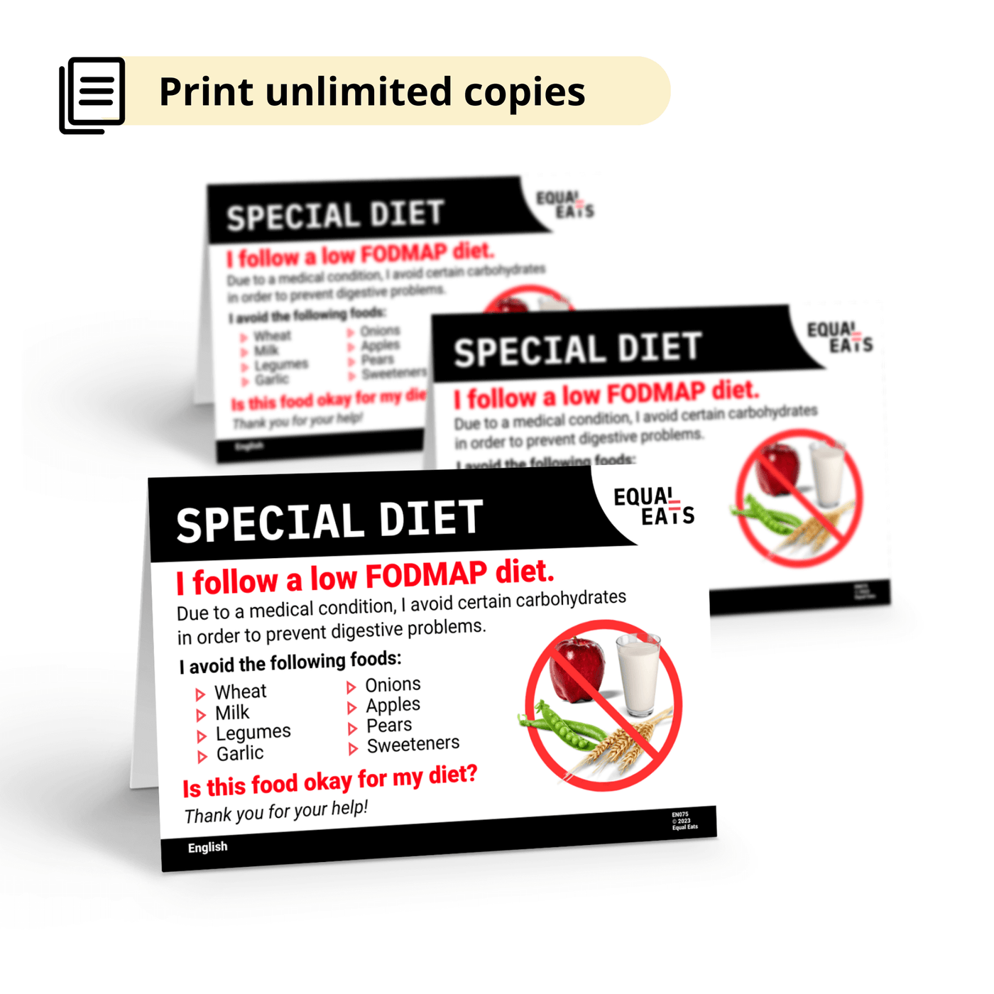 Low FODMAP Diet Restaurant Cards