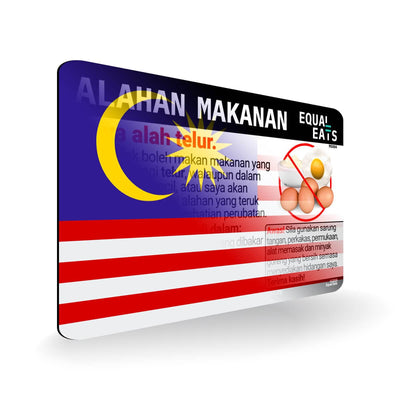 Egg Allergy in Malay. Egg Allergy Card for Malaysia