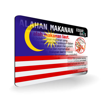 Seafood Allergy in Malay. Seafood Allergy Card for Malaysia