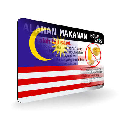 Mustard Allergy in Malay. Mustard Allergy Card for Malaysia