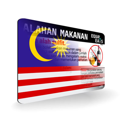 Sulfite Allergy in Malay. Sulfite Allergy Card for Malaysia