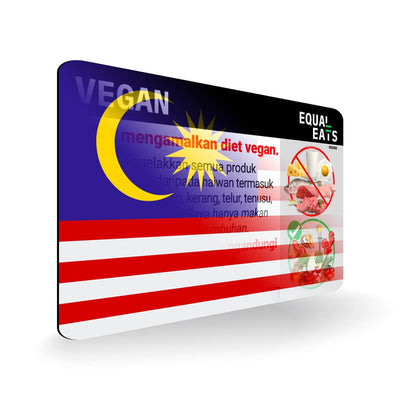 Vegan Diet in Malay. Vegan Card for Malaysia