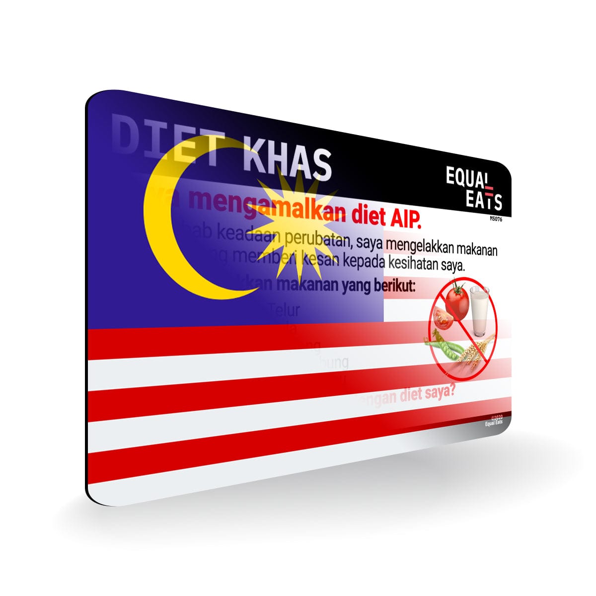 AIP Diet in Malay. AIP Diet Card for Malaysia