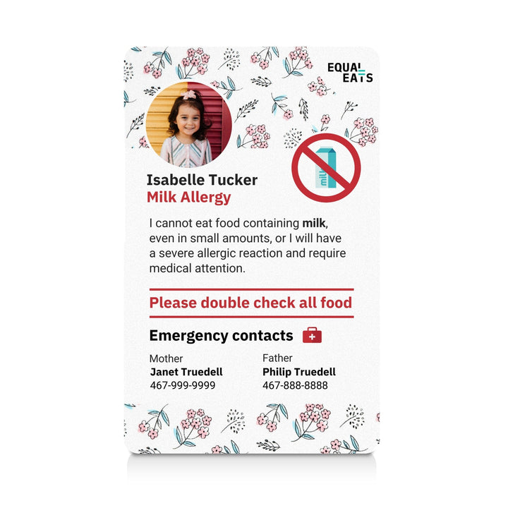 Flowers Milk Allergy ID Card (EqualEats)