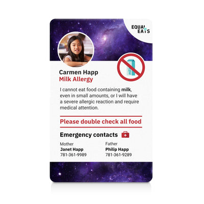 Galaxy Milk Allergy ID Card (EqualEats)
