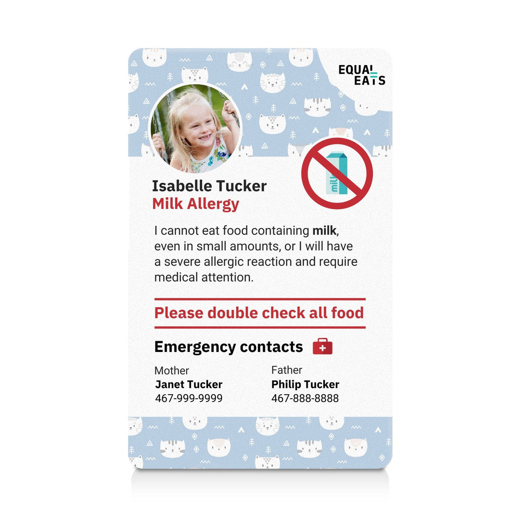 Kitties Milk Allergy ID Card (EqualEats)