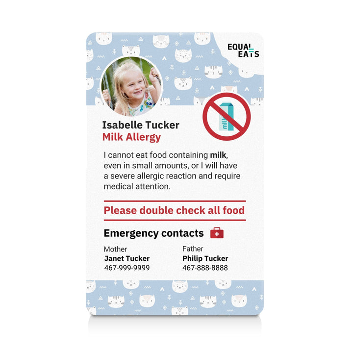 Kitties Milk Allergy ID Card (EqualEats)