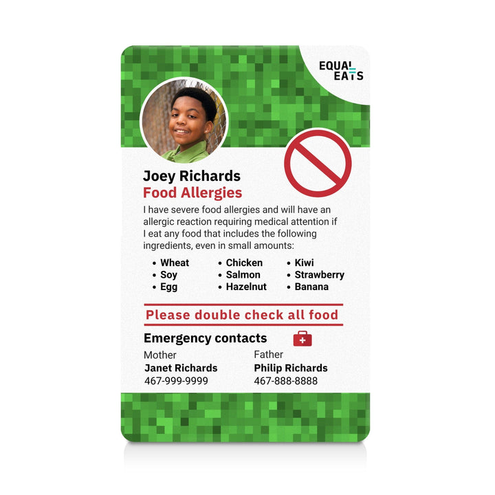 Gaming Custom Multiple Food Allergy ID Card (EqualEats)